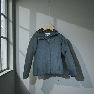 Columbia McCleary Pass Blue Gray Hooded Insulated Puffer Jacket Gorpcore  Sz S